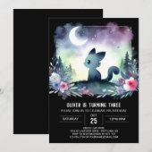 かわいい猫の誕生日 プリント可能 招待状 (正面/裏面)