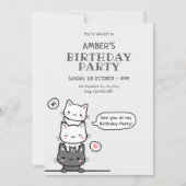 かわいい猫の誕生日 招待状 (正面)