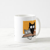 かわいい猫の読書イラスト コーヒーマグカップ (正面右)