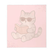 かわいい猫の読書 本 パステルピンクの美学 ノートパッド (正面)