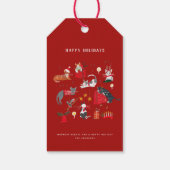 かわいい猫の赤いクリスマスホリデー ギフトタグ (裏面)