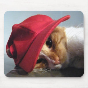 かわいい猫の赤い帽子マウスパッド マウスパッド