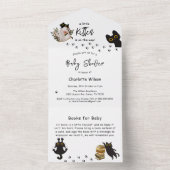 かわいい猫の赤ちゃんシャワーが子猫に伝わる オールインワン招待状 (内側)