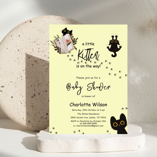 かわいい猫の赤ちゃんシャワーが子猫に伝わる 招待状