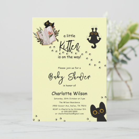 かわいい猫の赤ちゃんシャワーが子猫に伝わる 招待状 (スタンド正面)
