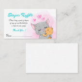 かわいい猫の赤ちゃんシャワーピンクおむつラッフルカード、ベビー プレイスカード (正面/裏面)