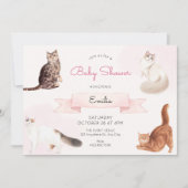 かわいい猫の赤ちゃんシャワー 招待状 (正面)