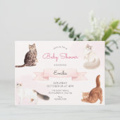かわいい猫の赤ちゃんシャワー 招待状 (スタンド正面)