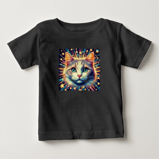 かわいい猫の赤ちゃんTシャツ! ベビーTシャツ (正面)