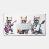 かわいい猫の遊エレクトロギター デスクマット (キーボード&マウス)