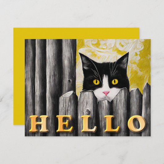 かわいい猫の里親募集ハローフラットカード 招待状 (正面/裏面)