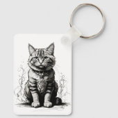 かわいい猫の鉛筆スケッチ キーホルダー (裏面)
