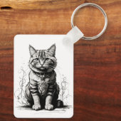かわいい猫の鉛筆スケッチ キーホルダー (裏面)