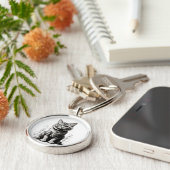 かわいい猫の鉛筆スケッチ キーホルダー (側面)