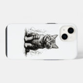 かわいい猫の鉛筆画 iPhoneケース (裏面横)