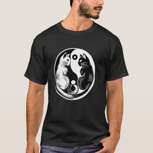 かわいい猫の陰陽 Tシャツ (正面)