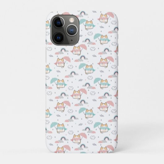 かわいい猫の雨の日パターン  Case-Mate iPhoneケース (裏)
