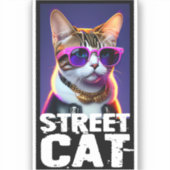 かわいい猫の革のジャケット シール (正面)