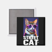 かわいい猫の革のジャケット マグネット (正面/裏面)