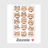 かわいい猫の頭の顔 シール (シート)