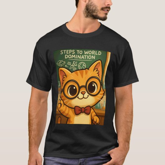 かわいい猫の頭脳派教室黒板プラン Tシャツ (正面)