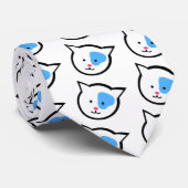 かわいい猫の頭部(青い) ネクタイ (ロール)