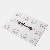 かわいい猫の顔が出るウェルカム ドアマット (アングル)