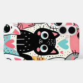 かわいい猫の顔とハートのウィムシカルデザイン Case-Mate iPhoneケース (裏面 (横))