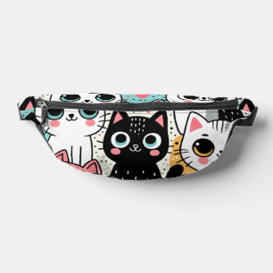 かわいい猫の顔とハートのウィムジカルデザイン ファニーパック