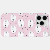 かわいい猫の顔とハート - ピンクのキュートなパターン Case-Mate iPhoneケース (裏面 (横))