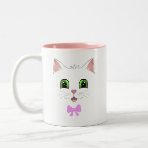 かわいい猫の顔と書道のツートンコーヒー ツートーンマグカップ
