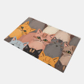 かわいい猫の顔のイラストパターン ドアマット (アングル)