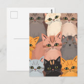 かわいい猫の顔のイラストパターン ポストカード (正面/裏面)