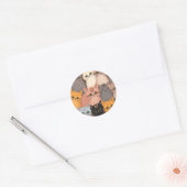 かわいい猫の顔のイラストパターン ラウンドシール (封筒)