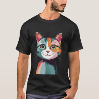 かわいい猫の顔のイラスト芸術グラフィック Tシャツ
