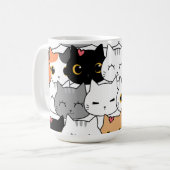 かわいい猫の顔のパターン  コーヒーマグカップ (正面左)