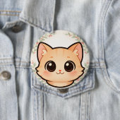 かわいい猫の顔のボタン 缶バッジ (インサイチュ)