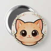 かわいい猫の顔のボタン 缶バッジ (正面&裏面)