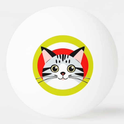 🐱 かわいい猫の顔の卓球スポーツギフト 🏓 卓球ボール (正面)