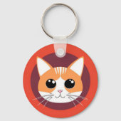 かわいい猫の顔の鮮やかなイラスト キーホルダー (裏面)
