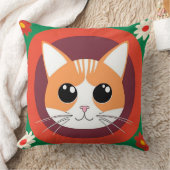かわいい猫の顔の鮮やかなイラスト クッション (ブランケット)