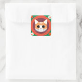 かわいい猫の顔の鮮やかなイラスト スクエアシール (バッグ)