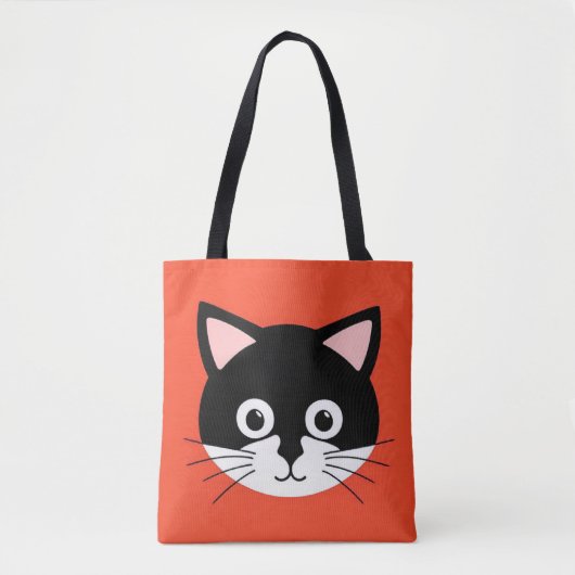 かわいい猫の顔の鮮やかなイラスト トートバッグ (正面)