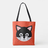 かわいい猫の顔の鮮やかなイラスト トートバッグ (裏面)
