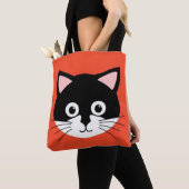 かわいい猫の顔の鮮やかなイラスト トートバッグ (クローズアップ)