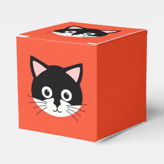 かわいい猫の顔の鮮やかなイラスト フェイバーボックス (正面サイド)