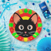 かわいい猫の顔の鮮やかなイラスト ペーパープレート (パーティー)