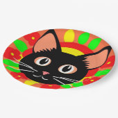 かわいい猫の顔の鮮やかなイラスト ペーパープレート (アングル)