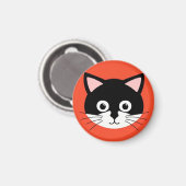 かわいい猫の顔の鮮やかなイラスト マグネット (正面/裏面)