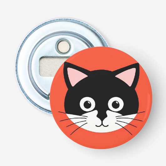 かわいい猫の顔の鮮やかなイラスト 栓抜き (正面)